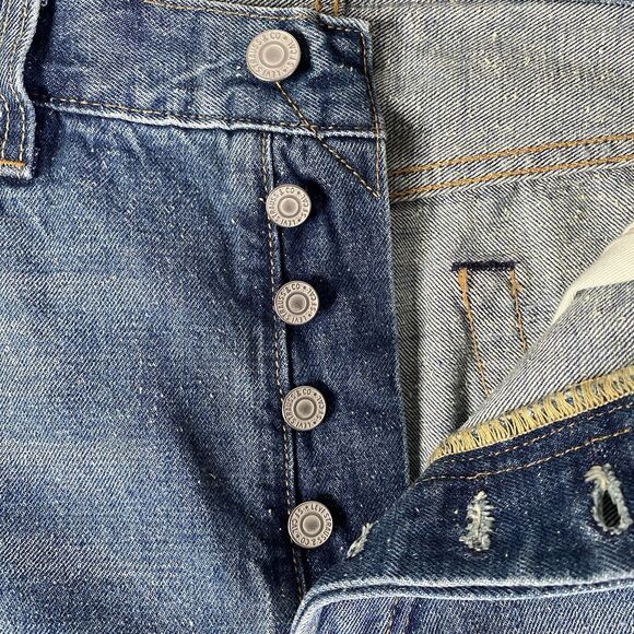 Levis Premium 501 Selvedge Jeans Mens 33x34 Blue Hemp Blend Straight Leg NEW - Picture 9 of 14